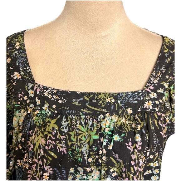 Lauren Conrad Size L Whimsical Peasant Boho Floral Print Square Neck Blouse - Picture 2 of 9